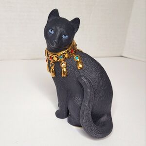 Black Jack Jeweled Porcelain Blue Eyed Black Cat Statuette Lenox NWT